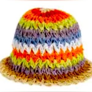 BP. Stripe Straw Crochet Bucket Hat